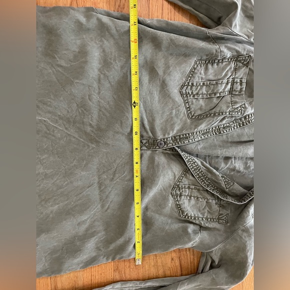 Express XS Shirt Dress Roll Tab Long Sleeves Faded Green Olive Distressed - Picture 9 of 10